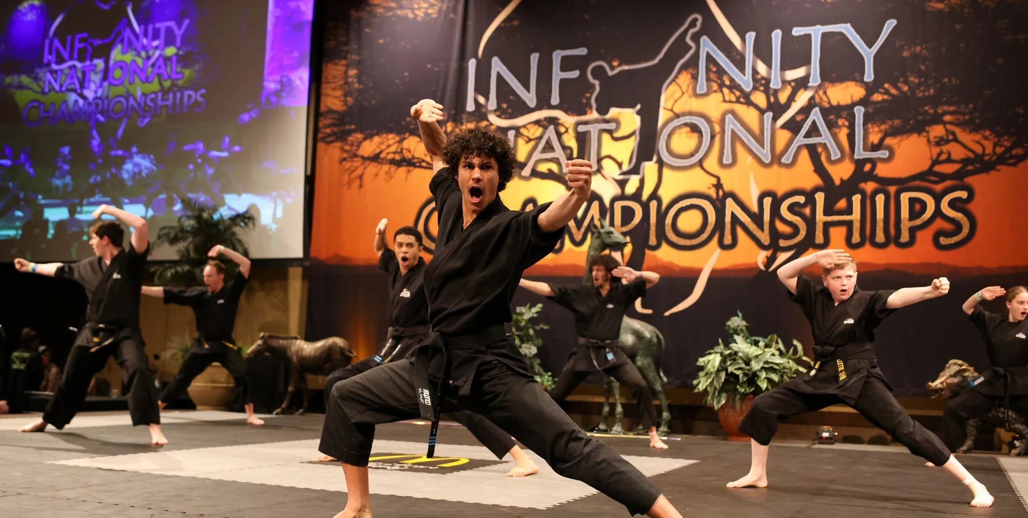 Sport karate competitors performing at Infinity Internationals